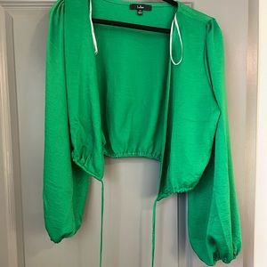 Lulus wrap long sleeve blouse